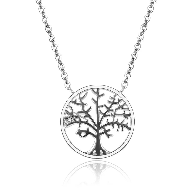 Sterling Silver Family Tree of Life Pendant Necklace Fine Chains Dainty Jewelry for Mom Anniversary Birthday Gifts for Women