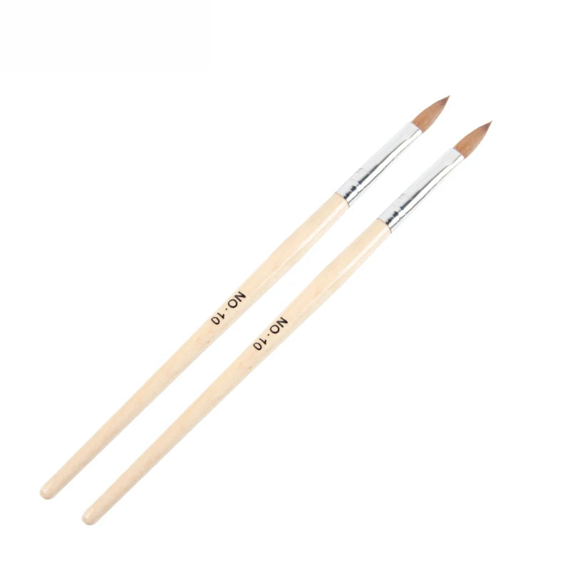Custom Logo 100%Pure Kolinsky Wooden Handle Nail Art Brush Sliver Crimped Kolinsky Acrylic Nail Brush for Acrylic Nail