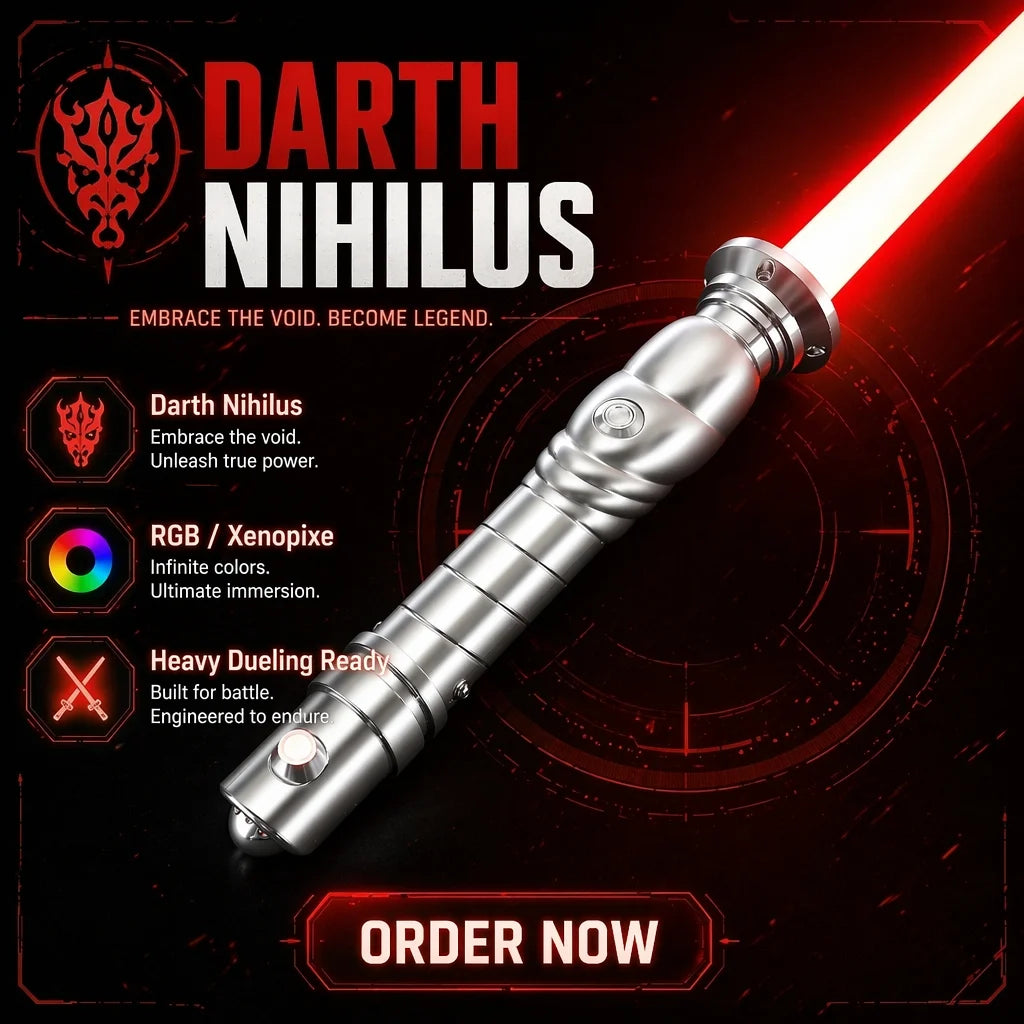 Darth Nihilus Inspired Aluminum Neopixel Lightsaber RGB Smooth Swing Jedi Saber Metal Hilt Neopixel Dueling Lightsaber