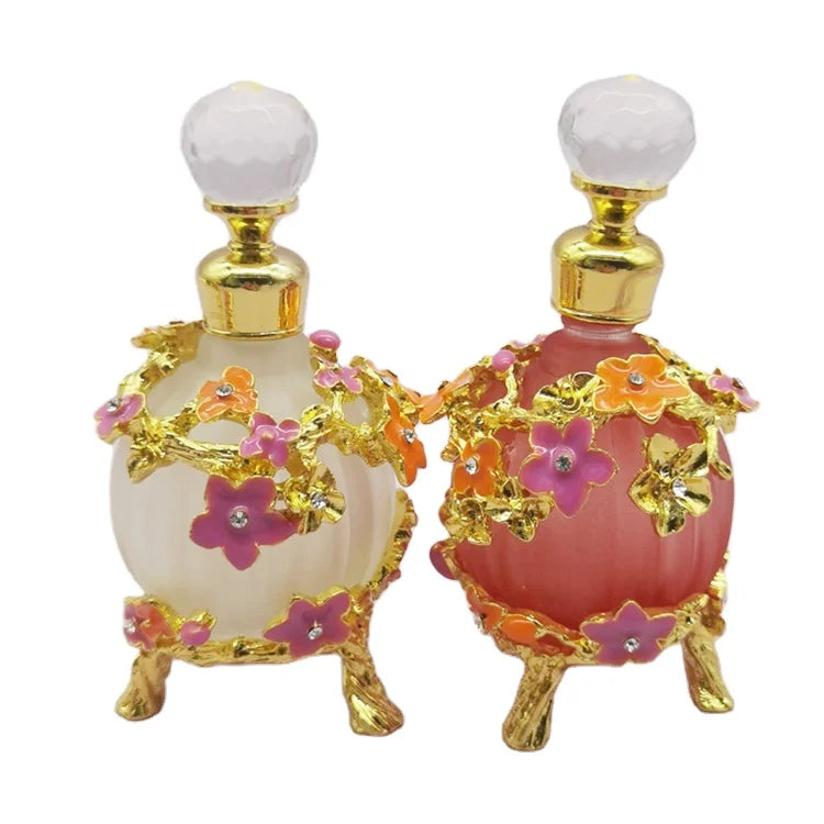 25ml Red Frost Arabic Style Eco-friendly Handmade Lead Free Perfume Glass Bottle Hand Drawing Gold Decoration of Perfume Bottles