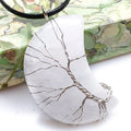 HZ Arrival clear Quartz Stone Tree of Life Handmade Wire Wrap Moon Shape Crystal Pendant Necklaces Jewelry