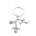 Alloy Electroplated Antique Silver Super Bowl Sports Ball Baseball Softball Volleyball Rugby Keychain