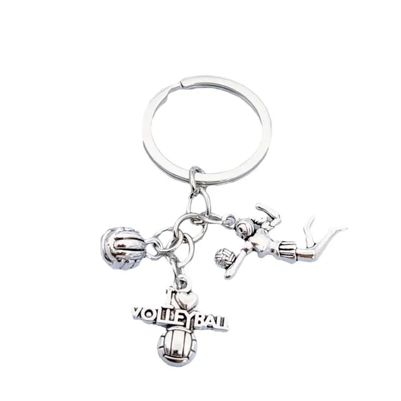 Alloy Electroplated Antique Silver Super Bowl Sports Ball Baseball Softball Volleyball Rugby Keychain