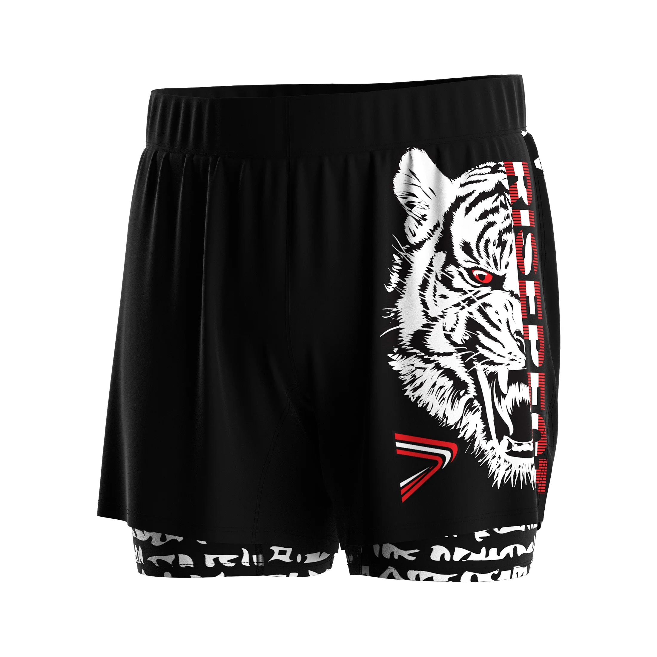 Men's Double Layer Training Shorts Built-in Compression Liner 4 Way Stretch Quick Dry for Grappling HIIT