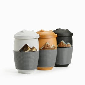 Simple with Lid Filter Mug Water Cup Office Tea Infuser Portable Travel Landscape Tea Cup Teacup Mug