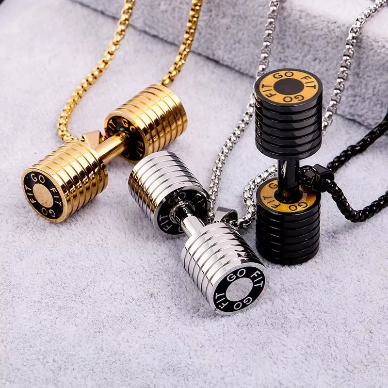 Lateefah OEM Waterproof Fashionable Sport Necklace Dumbbell Gym Pendant Necklace