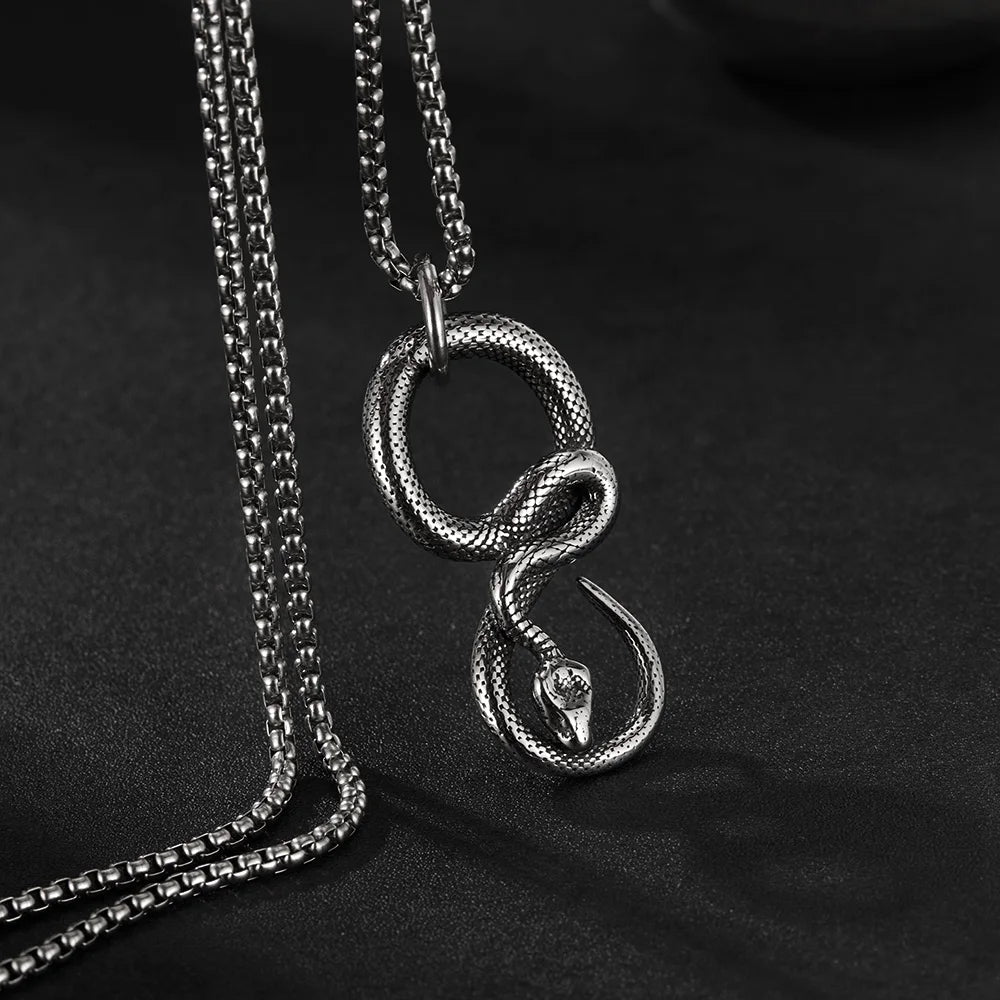 Popular Cool Unisex Jewelry Personalized Animal Charm Fashion Stainless Steel Snake Pendant Necklace Men and Women Jewelry