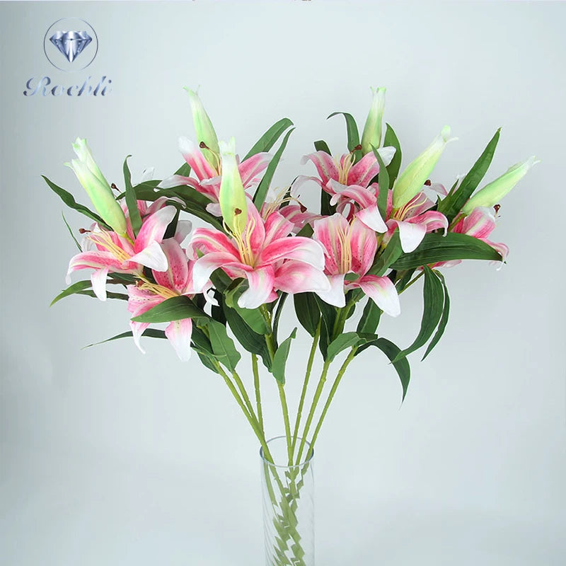 Bouquets of Lily Artificial Handmade Flowers Artificial Flowers for Cemetery Artificial Plants Wholesale Artificial Outdoor