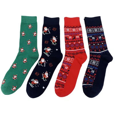 New New Printing Cotton Santa Claus Elk  Christmas Tree Pattern Christmas Socks