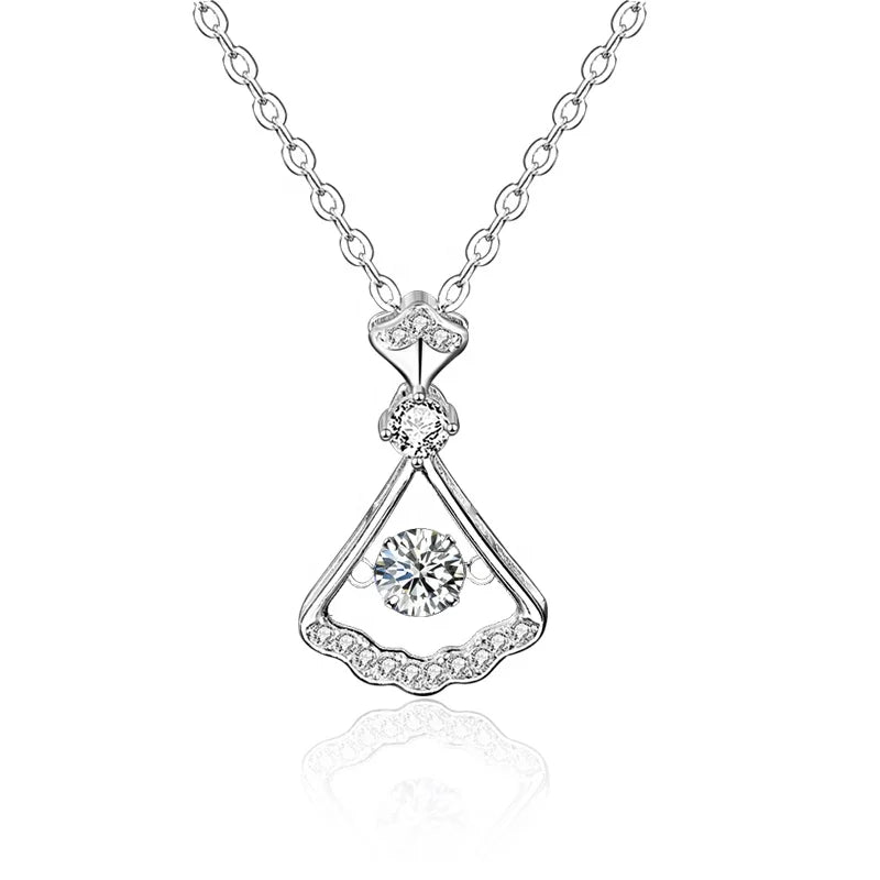 XMZ007 0.5ct 925 Sterling Silver Moissanite Skirt Necklace for Women Excellent Cut Clavicle Chain Diamond Test Passed