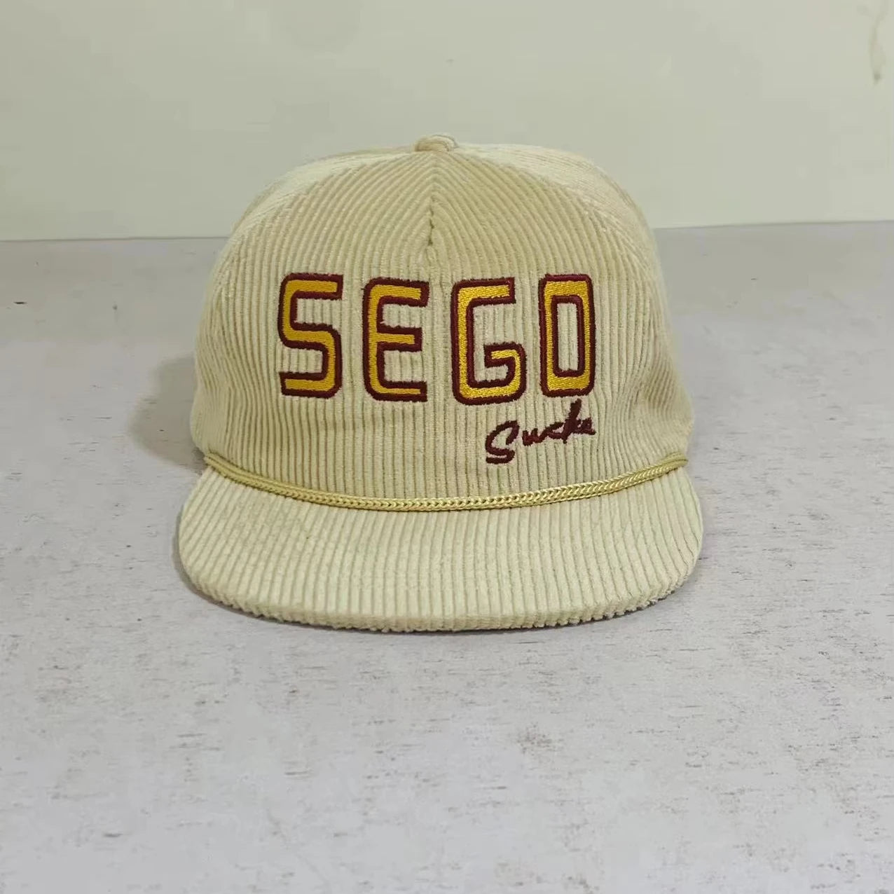 Custom Colors Unstructured Corduroy 5 Panel Snapback Caps Hats With Rope Corduroy Hats