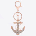Wholesale Gold 3D Rhinestone Crystal Anchor Nautical KeyChain Other Wedding Decorations Couples Metal Nautical Anchor Key Chains