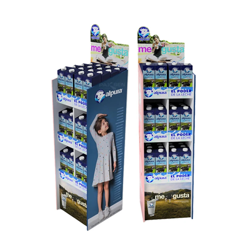 Custom Retail Store Foldable Eco-Friendly POS Cardboard Display for Milk Drinks