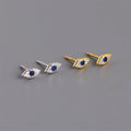 New Trendy 18k Gold 925 Sterling Silver Fashion Blue Evil Eye Stud Earring for Women