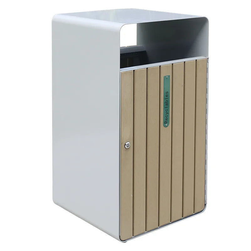 Outdoor Commercial Wood Landscape Waste Bin City Street Park Waterproof Litter Rubbish Bin Public Garbage Receptacle Trash Can