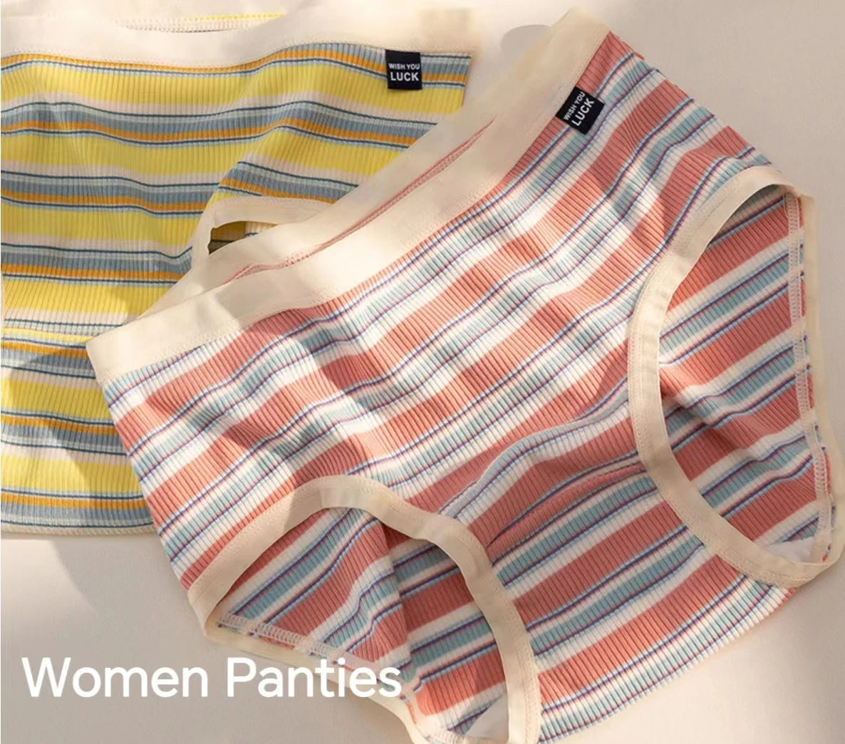Stylish Women Viscose Fiber Panties Mid-Rise Underwear Seamless Lovely Stripe Breathable for Everyday Comfort & Elegance