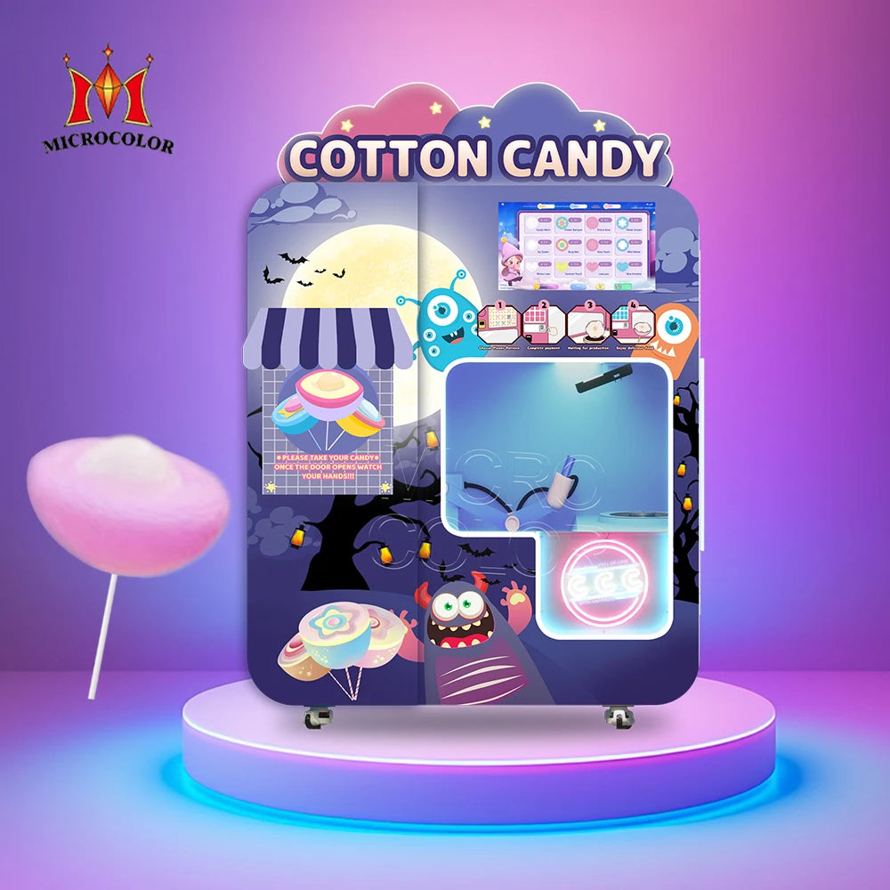 Intelligent Automatic Commercial Cotton Candy Vending Machine Robot Candy Floss Coin/Credit Card Payment Touch Screen for Bakery