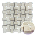 Excellent Quality Beige Marble Stone Mosaic Basket Weave Tile with Great Price European American Style Interior Wall Floor