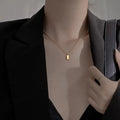 Solid Gold Plated Long Bar Necklace for Women Single Bead Thin Rectangle Bar Pendant Pearl Diamond for Weddings Christian