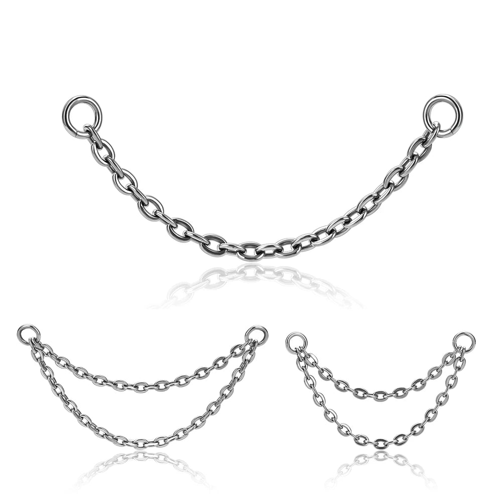 G23 Titanium Chain Ear Studs Labret Lip Sling DIY Originality Punk and Hinged Earring for EAR PIERC Chain Body Piercing Jewelry