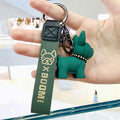 Women Bag Pendant Jewelry Trinket Men's Car Key Ring Key Chain Fashion Punk French Bulldog Keychain PU Leather Dog Keychain