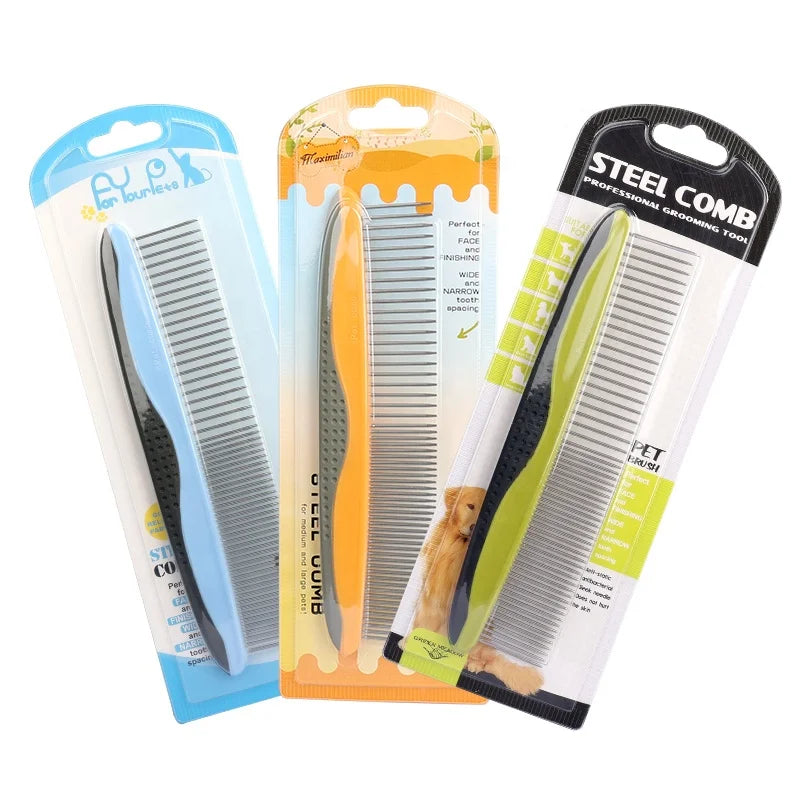 Factory Wholesale Blister Card Packaging Stainless Steel Cat Needle Hair Comb Dog Pet Flea Comb