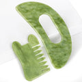 Jade Stone Gua Sha Massage Tool Set Larger Guasha Board Jade Stone Guasha Scalp Comb Muscle Scraping Massage Tools