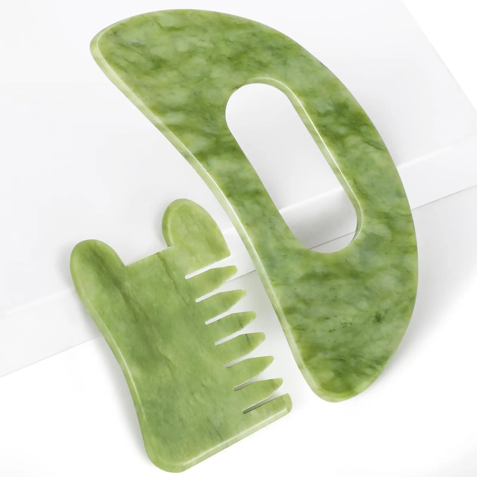 Jade Stone Gua Sha Massage Tool Set Larger Guasha Board Jade Stone Guasha Scalp Comb Muscle Scraping Massage Tools
