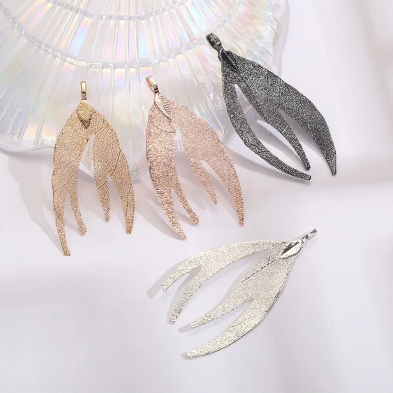 Handmade Natural Leaf Retro Cut Copper Coral Pendant DIY Earrings Charm Findings Wholesale Fashion Pendants & Charms Accessories