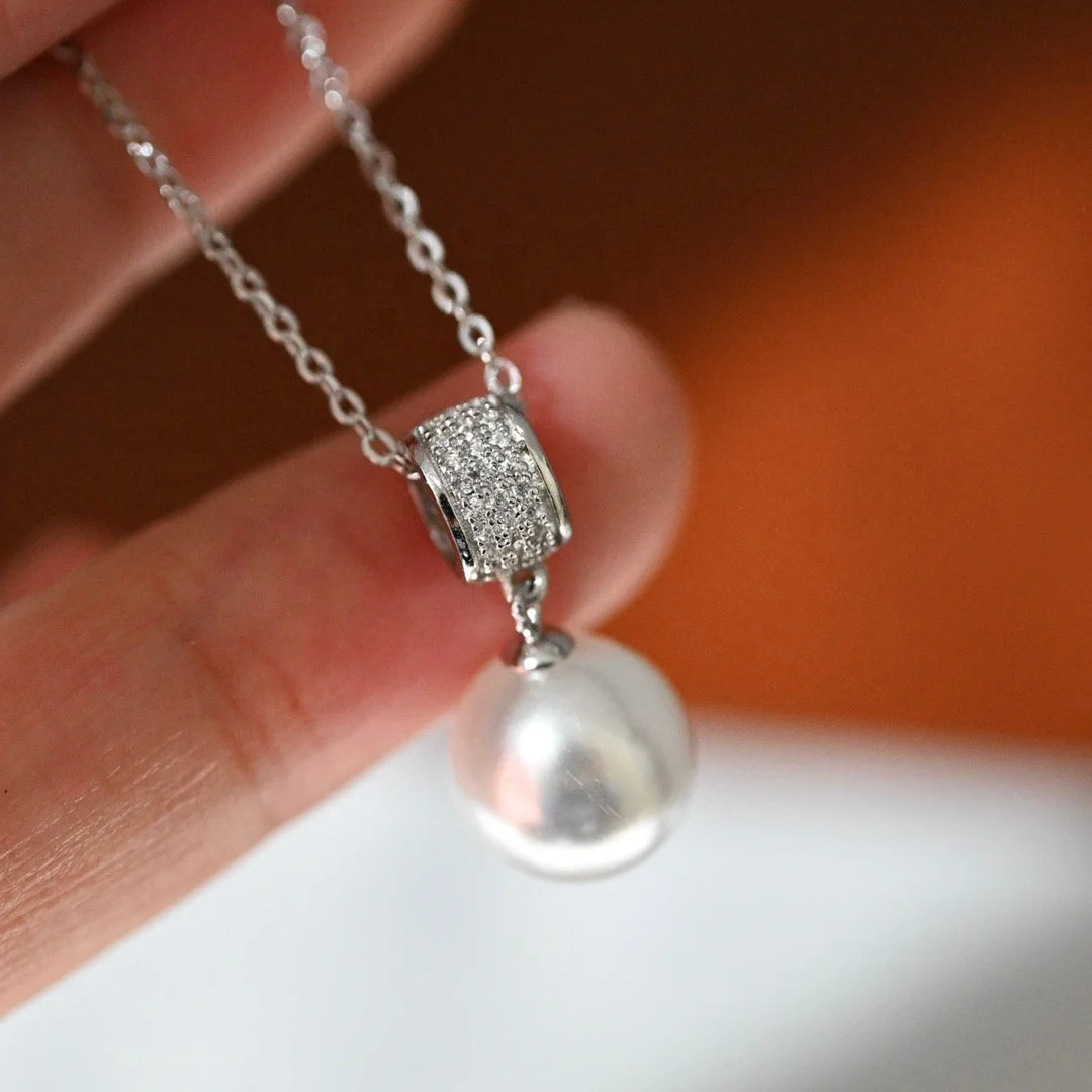 P1628 10-11mm DIY Natural  Freshwater Pearl Charm Pendant Necklace Accessory 925 Sterling Silver Jewelry for Women Without Chain