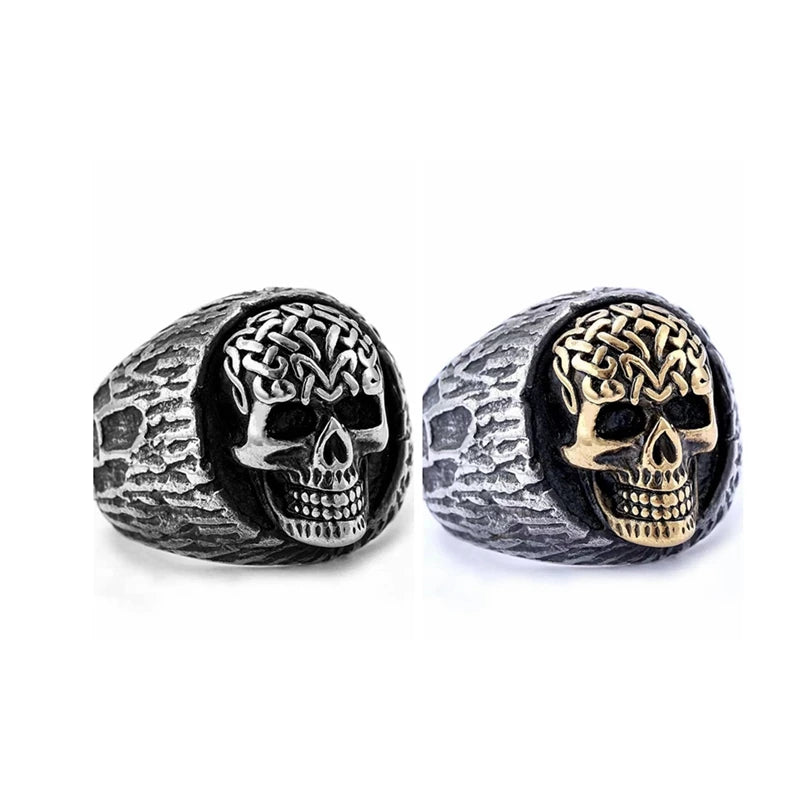 Custom Rock Roll Casting Mens Jewelry Fashion Stainless Steel Biker Style Punk Skull Ring for Men Women
