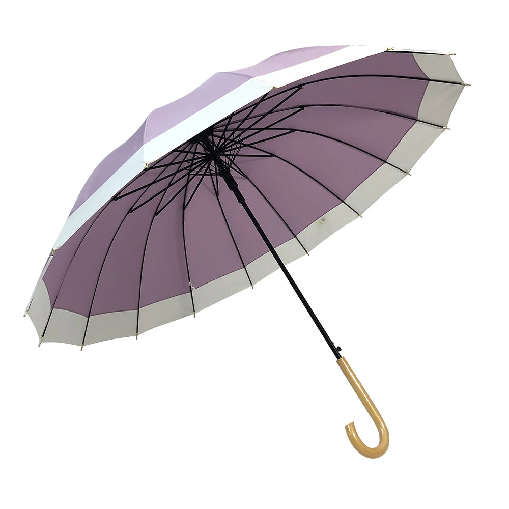 Ovida 23inch Japanese Style Custom Umbrella with 16ribs Straight Design and Wood J-Handle Modern 23inch Umbrella