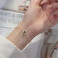 Round Green Cubic Zirconia Gold Plated 925 Sterling Silver Charm Bracelets Women Fashion Jewelry