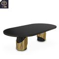 DIRANI Luxury Marble Top Glass Stainless Steel Frame Dining Table Customized Size for Villa Apartment Hotel Use