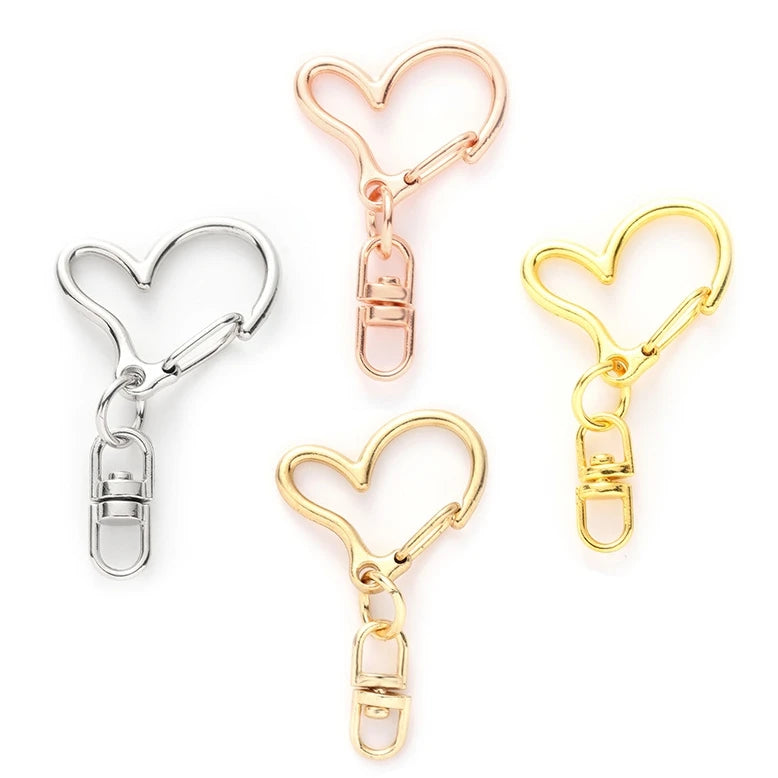 Factory Price Heart Metal Swivel Lobster Clasp Snap Hooks Key Ring Heart Dog Buckle DIY Making KeyChain Jewelry Supplies Finding