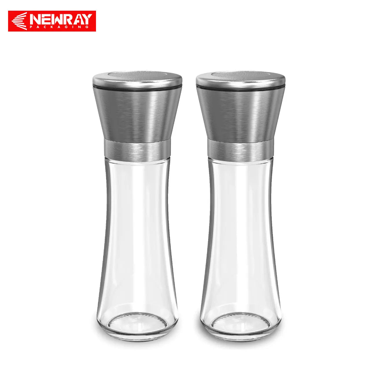 Stock Empty Spice Glass Grinder 180 ML Glass Jar With Stainless Steel Mill for 200 G Sea Salt Wholesale