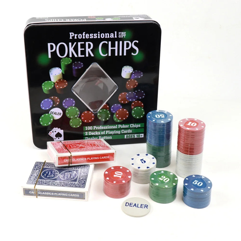 Wholesale Tin Box 100 4g pp Blackjack Poker Chips Set with 1 Dealer Chip 2 Decks Cards Custom logo for Casino Blackjaket Game