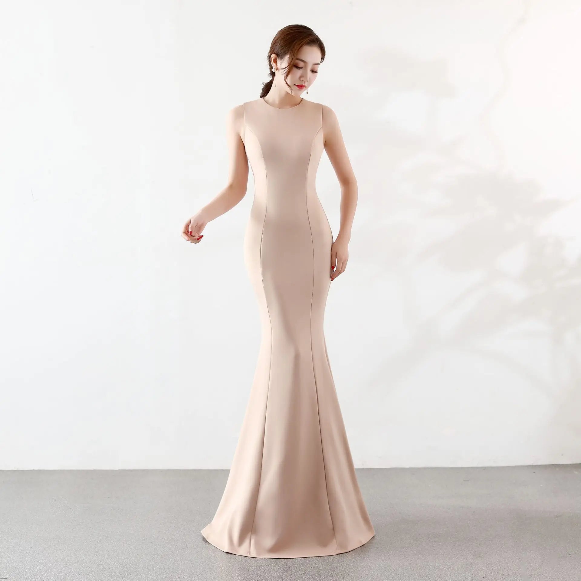 16038# Toasting Bride Wedding Long Banquet Elegant Fishtail Engagement Back Door Evening Dress Woman