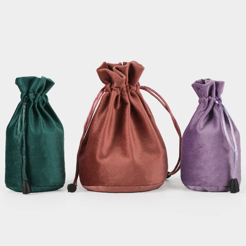 Hot Selling Satin Velvet Drawstring Pouches Custom Size Dust Pouches with Personalized Logo for Jewelry Packing Promotion Gift