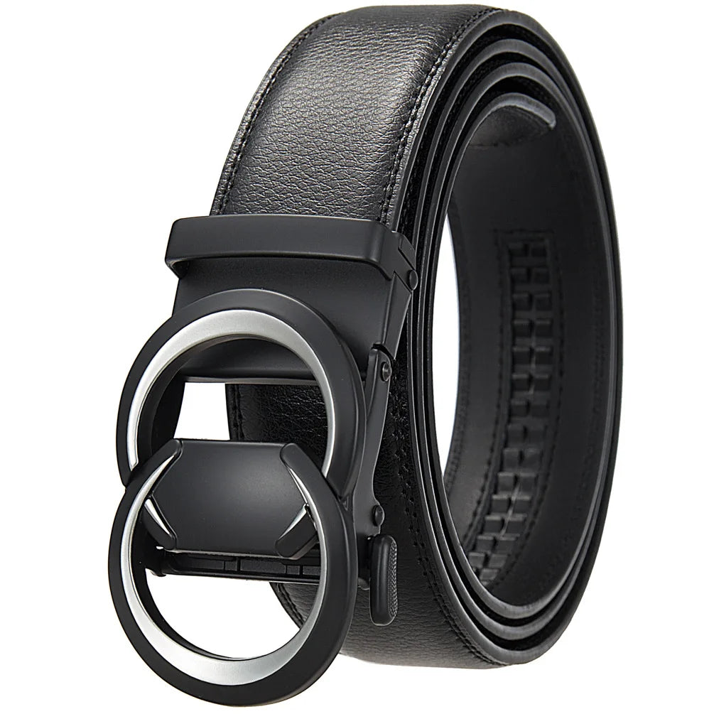 Wholesale New Business Genuine Leather Belts Casual Automatic Ratchet Belts for Men