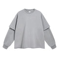 Unisex Custom Heavyweight Distressed Vintage Acid Wash Double Layer Long Sleeve Tee Sweatshirt Men's Faded Drop Embroidered