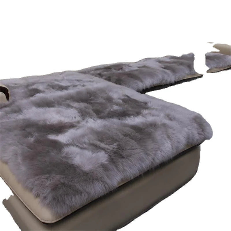 MWFur Sofa Cushion Australian Sheepskin Floor Rug Seat Cover Winter Warm Rug Long Wool Sofa Cover Natural Sheepskin