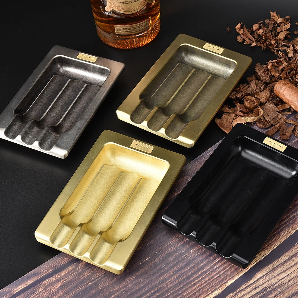 JF-2006 JIFENG Zinc Alloy Metal Classic 3 Slots Square Table Top Multi-Use Cigar Ashtray