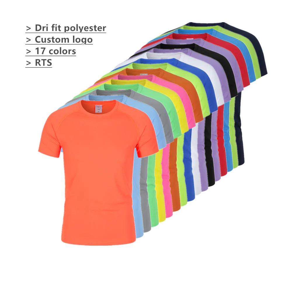 Unisex  Tshirt 100% Polyester Fast Dry T-shirts Custom logo Running Tshirt Men Women