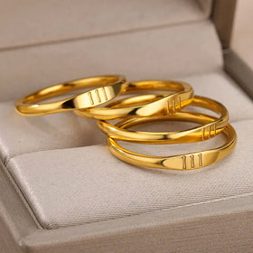 Factory Premium Gold Color Ring Accessories Non Tarnish Stainless Steel Rings Simple Number Ring Gifts for Women Men