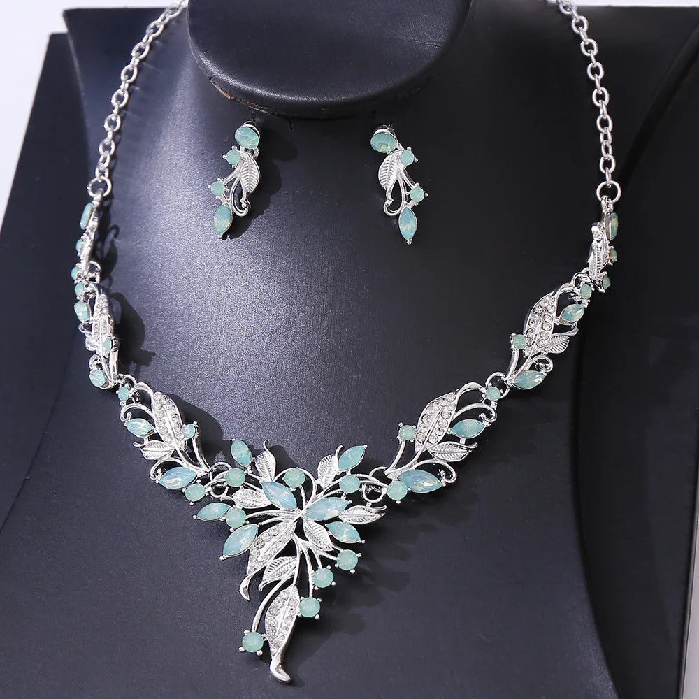 Romantic Crystal 2 Pieces Sets Multi Color Crystal Rhinestone Geometric Jewelry Sets