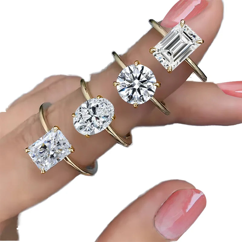Classic 18K Gold Rings 1CT Oval Cut Lab Grown Diamond Ring Wedding Diamond Engagement Rings Women's Jewelry