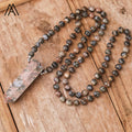 Natural Glaucophane Gemstone Mala Necklace Classic Style Healing Reiki Chakra Point Pendant for Party Engagement or Gift