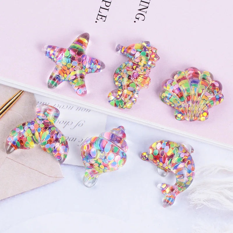 Resin Sequin Animal Glitter Flat Back Resin Charms Cabochon for Slime Filler Kid DIY Mobile Phone Hairclip Keychain Decor Craft