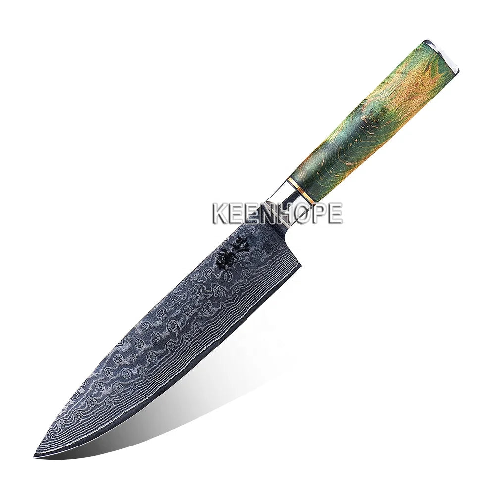 KEENHOPE 100% Inspection Good Quality 8 Inch Gyuto 67 Layers Damascus Steel With VG10 Core 10Cr15CoMoV Professional Chef Knife